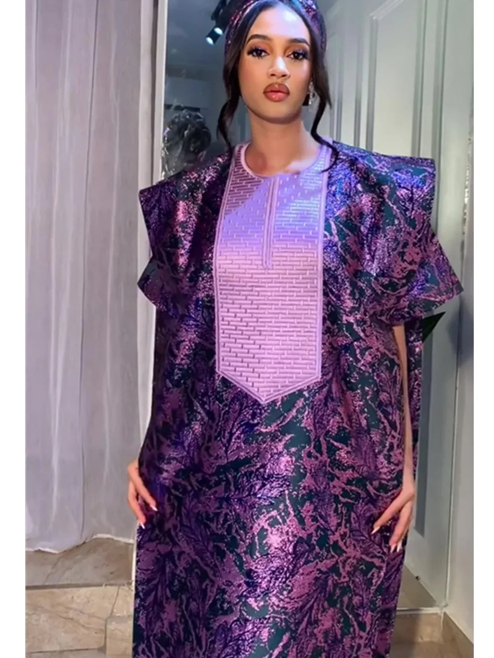 Moroccan Evening Gown Satin Boubou Robe