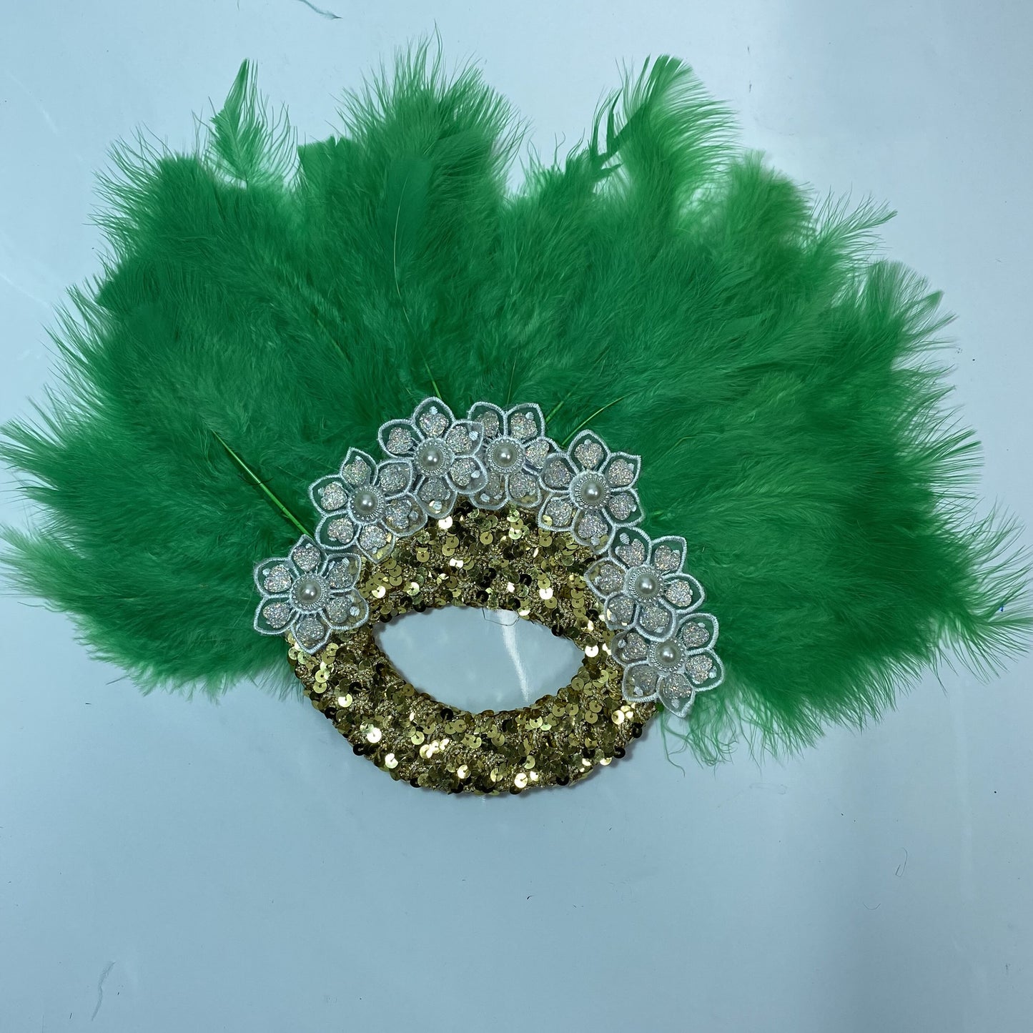 Turkey Feather Fan With Sequins