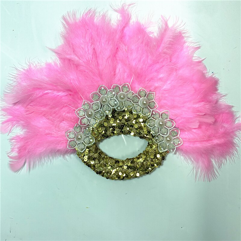 Turkey Feather Fan With Sequins