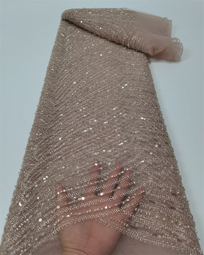 Madison Luxury Sequence African Lace Fabric 5 Yards 2022 High Quality French Tulle Sequins Nigerian Asoebi Wedding Fabric