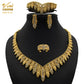 Nigerian Wedding Jewelry Set Gold Plated Dubai African Chokers Necklace Earrings Rings Fashion Bridal Jewellery Sets For Women