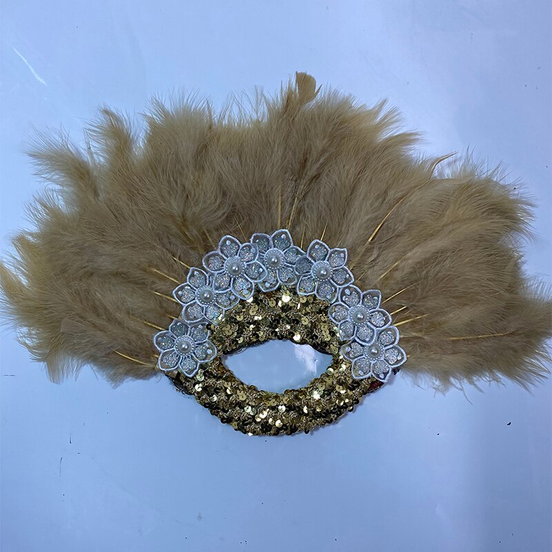 Turkey Feather Fan With Sequins