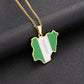 Gold Plated Stainless Steel Nigerian Map Pendant Necklace Unisex