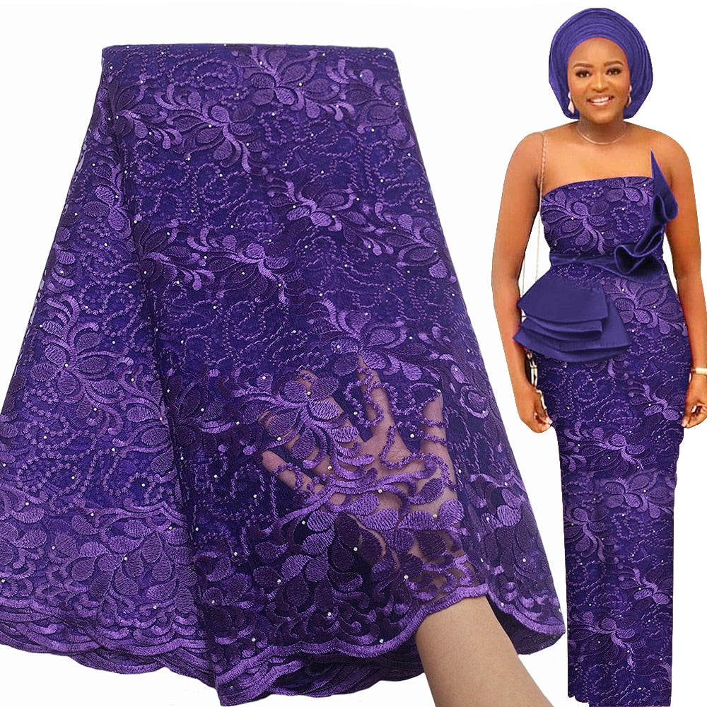 Soft Lace 5 Yards French Tulle Rhinestone Embroidery