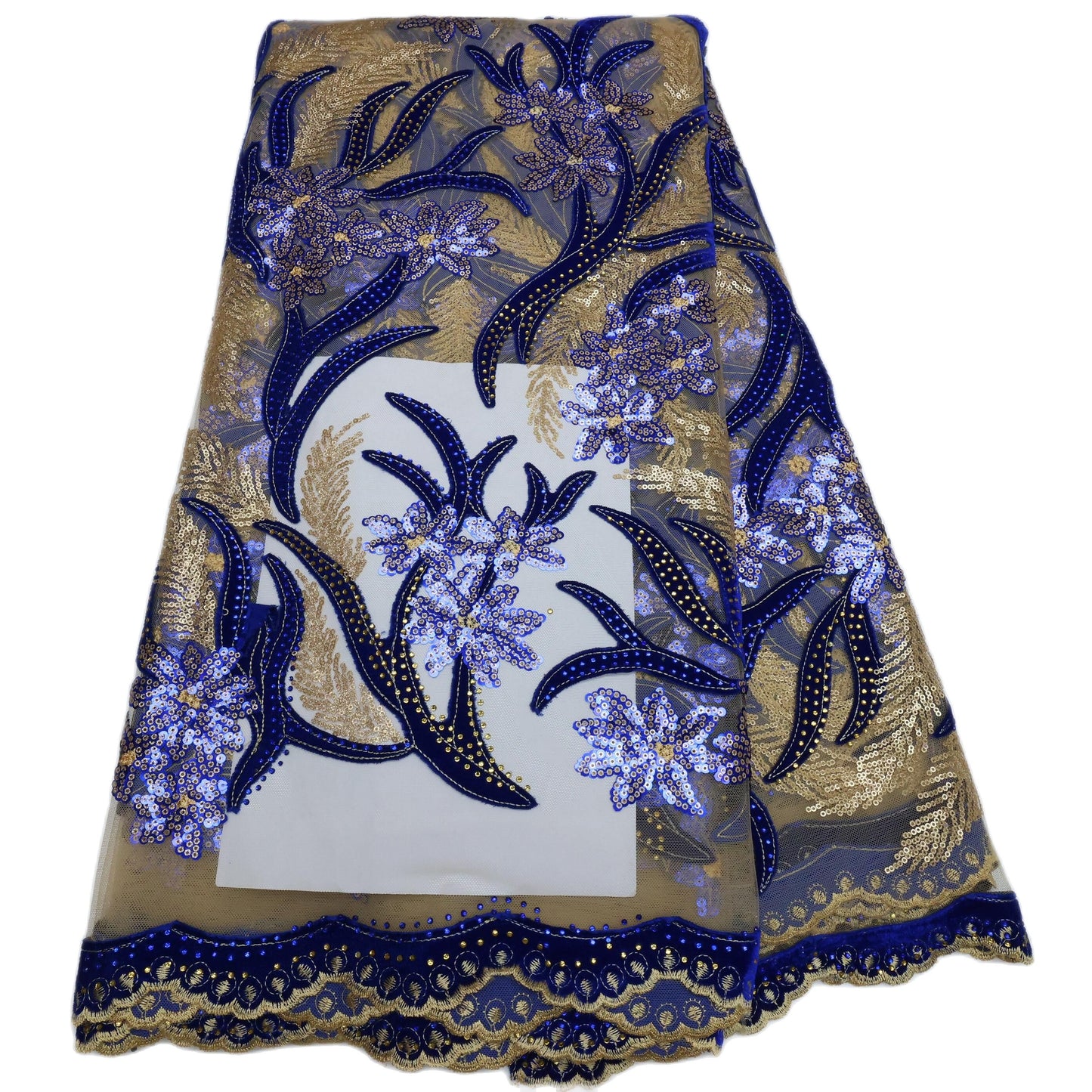 French Velvet Lace Fabric With Stones 5 Yards