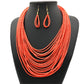 Multi Layer Beads Statement Women Necklace Earrings Sets Handmade Bohemian Bridal Wedding Party Accessories African Jewelry Bibs