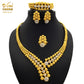Nigerian Wedding Jewelry Set Gold Plated Dubai African Chokers Necklace Earrings Rings Fashion Bridal Jewellery Sets For Women