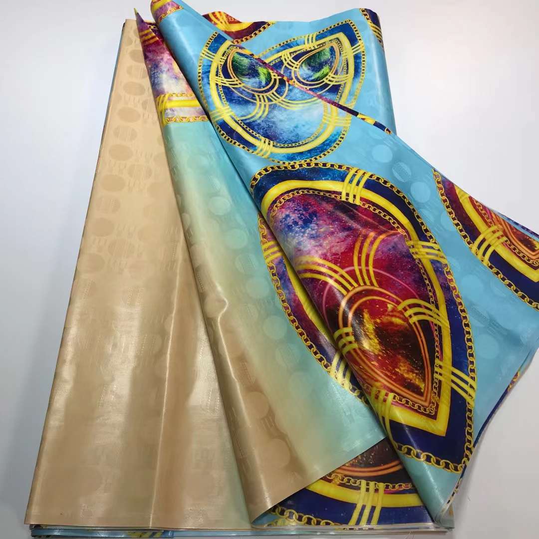 Top Quality Colorful Style African Bazin Riche Fabric Cotton Basin Sewing Guinea Brocade Tissu Africain Nigerian Atiku 5 Yards