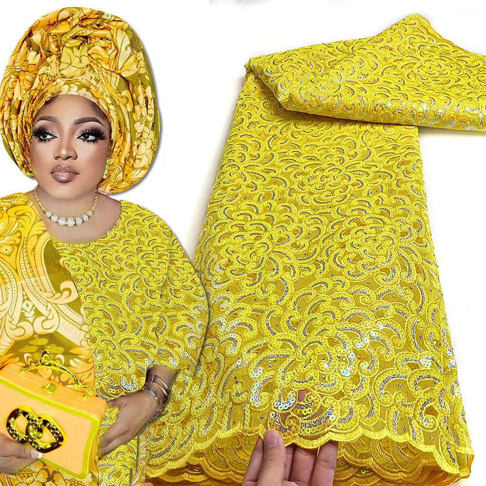 Luxury Sequence Handcut Fabric 5 Yards Sequin Embroidery