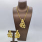 Nigerian Gold Plated Jewelry Set Long Chain Necklace and Earrings 2Pcs Set 18k Gold Color Women Fashion Weddings Party Gifts
