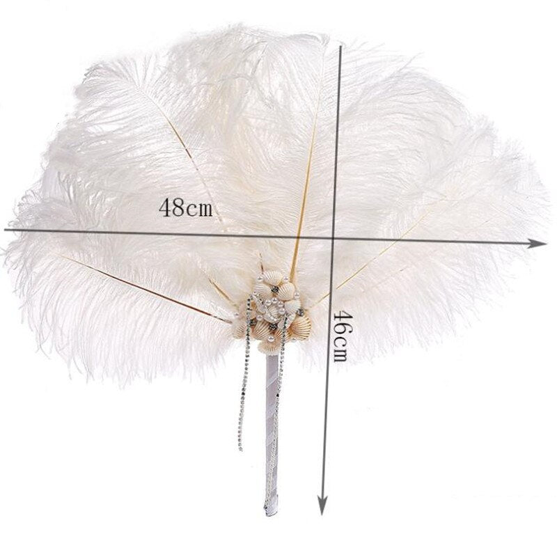 Ostrich Feather Fan With Pearl