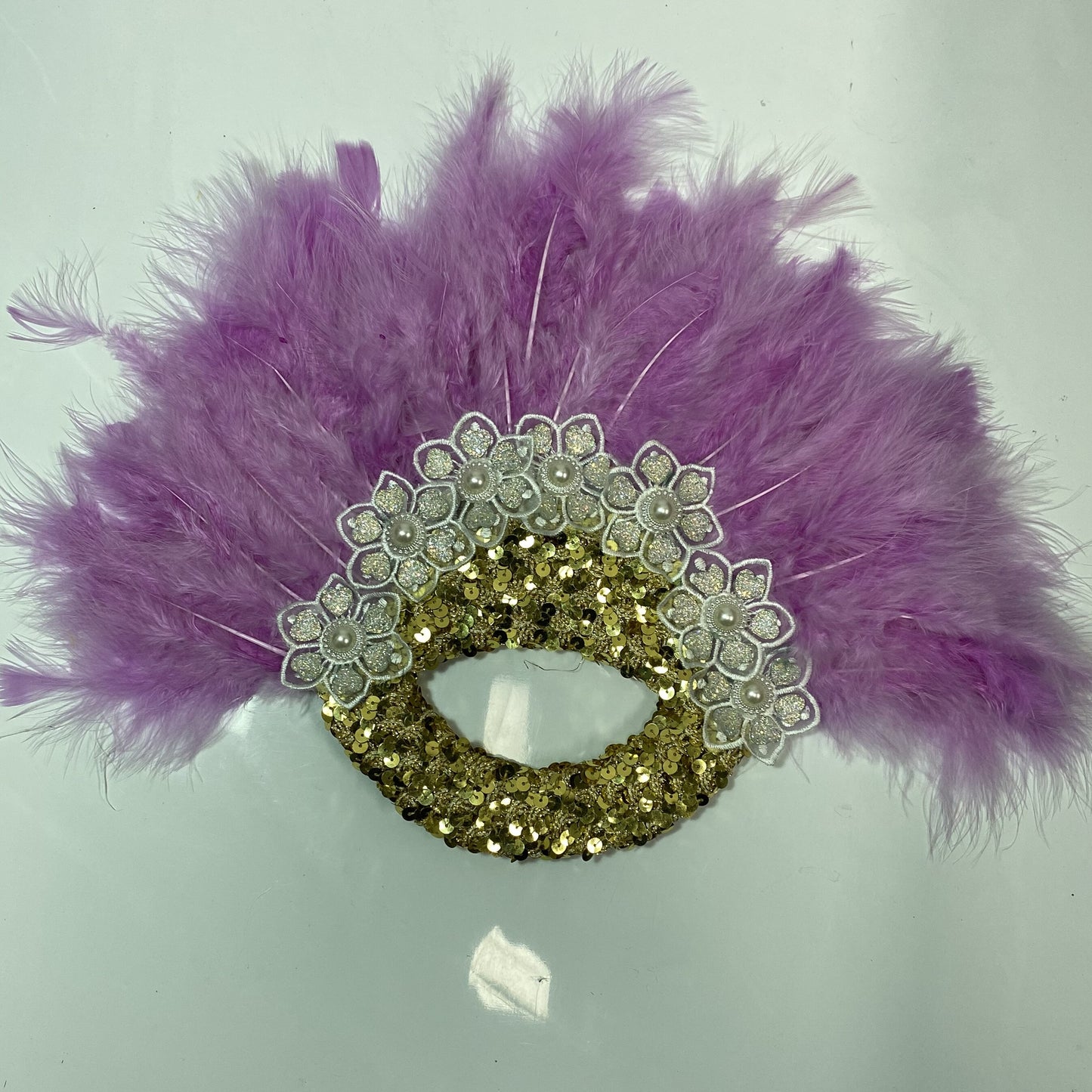Turkey Feather Fan With Sequins