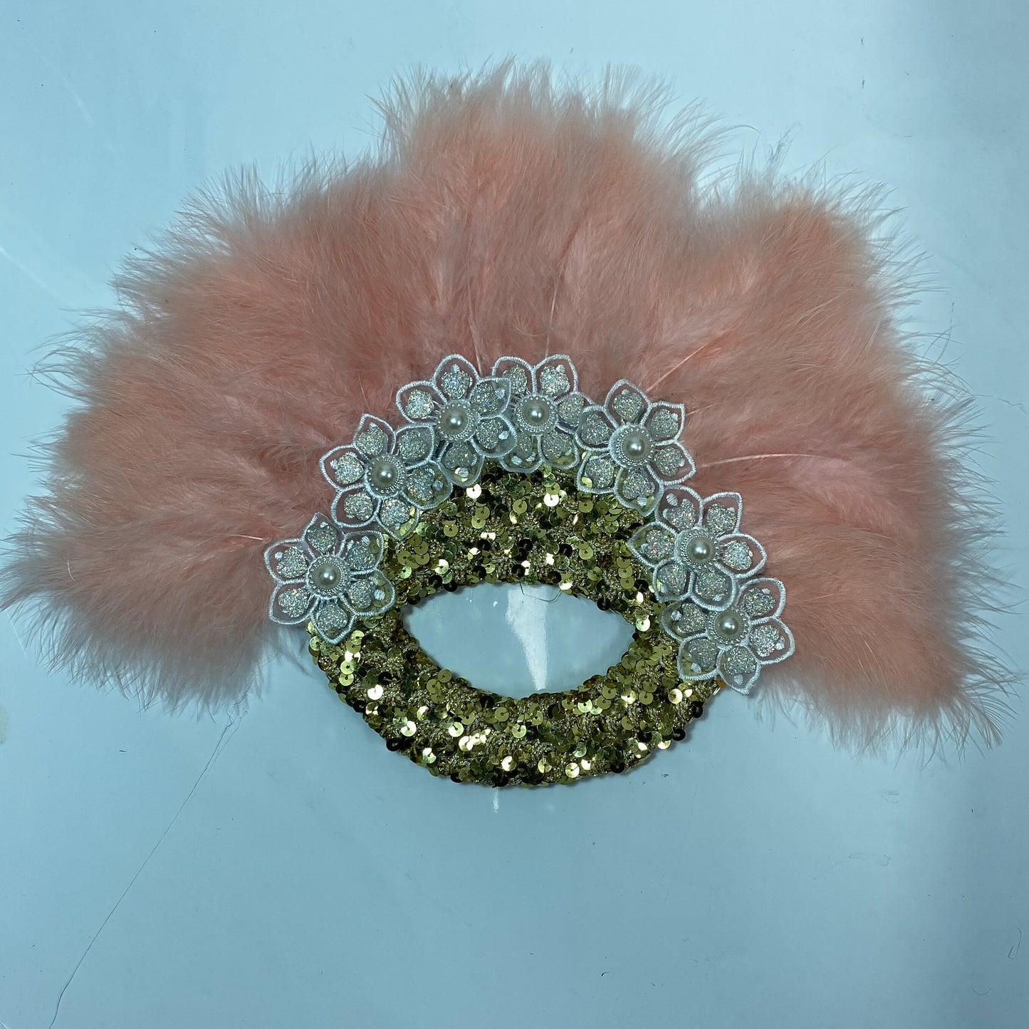 Turkey Feather Fan With Sequins