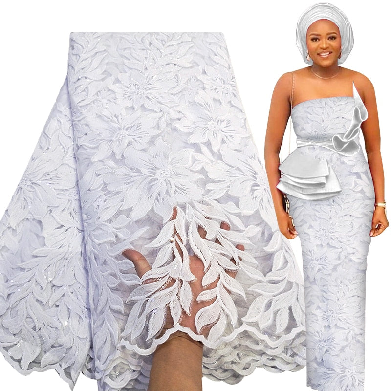 Elegant White Lace Fabric 5 Yards French Tulle Laces