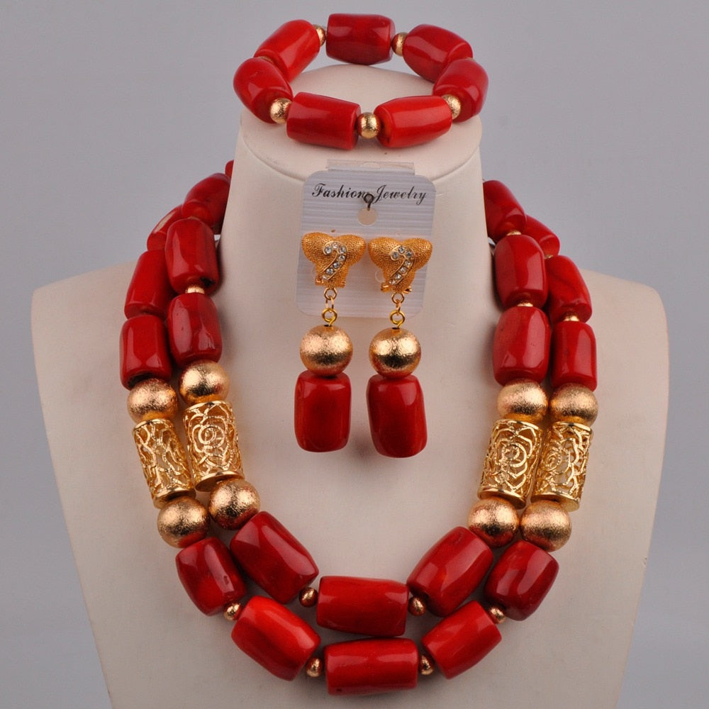 White Original Coral Necklace Nigerian Wedding Bridal African Beads Jewelry Set
