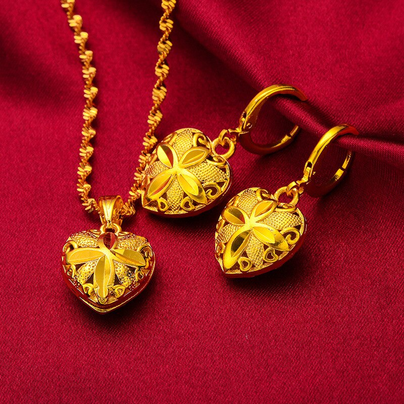 Dubai Gold Color Necklace and Earring Sets