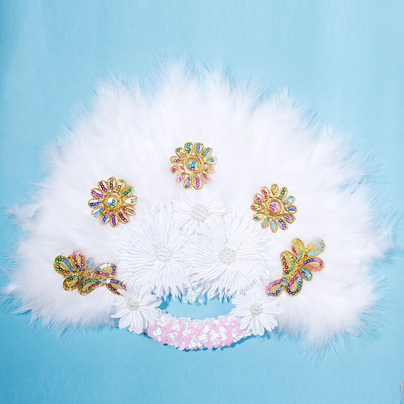 Turkey Feather Fan With Sequins