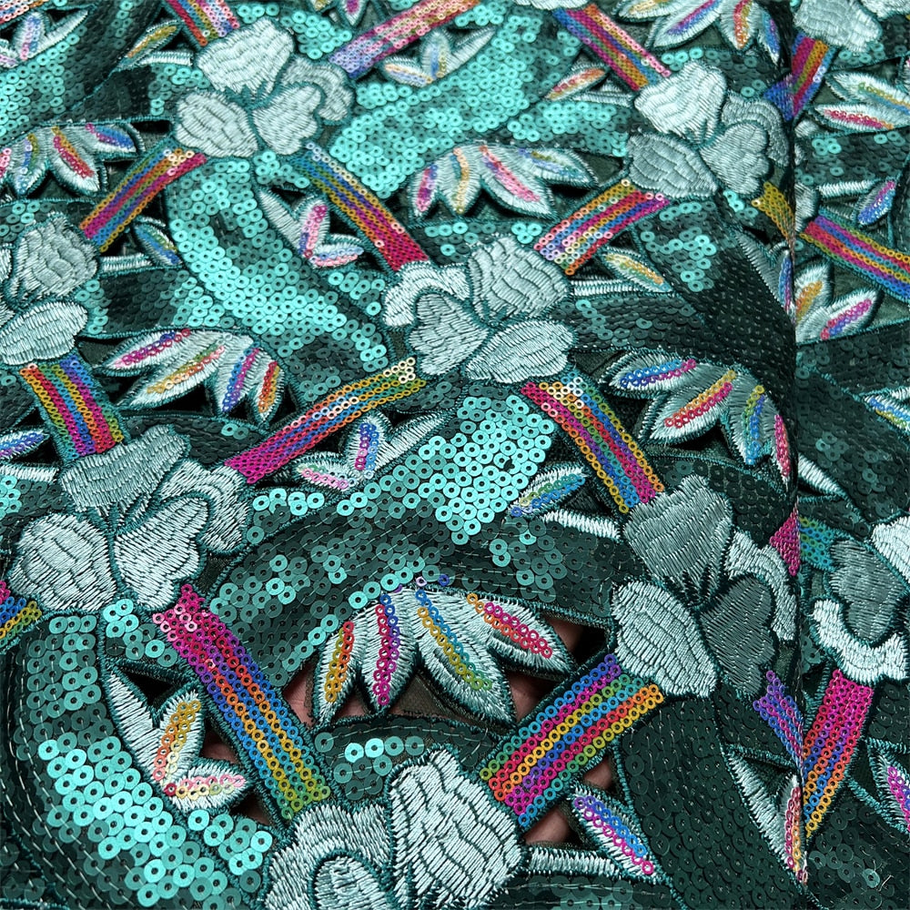 Luxury Handcut Sequence African Lace Fabric Nigerian Wedding Asoebi High Quality Sequins Organza Lace Material zp132
