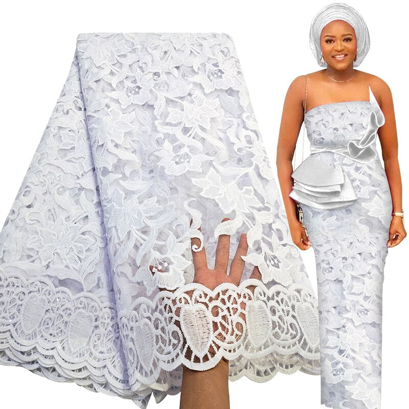 Elegant White Lace Fabric 5 Yards French Tulle Laces