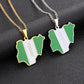 Gold Plated Stainless Steel Nigerian Map Pendant Necklace Unisex