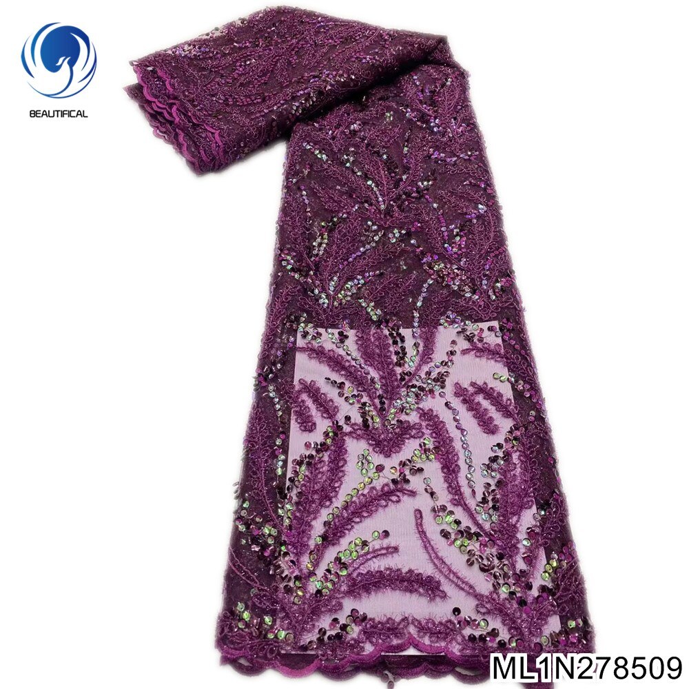 Sequins Embroidery 5 Yards Bridal Asoebi French Net