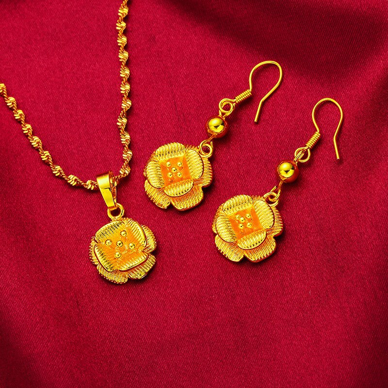 Dubai Gold Color Necklace and Earring Sets