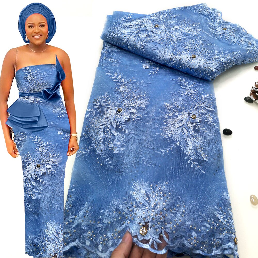 5 Yards High Stone Embroidery French Tulle Lace