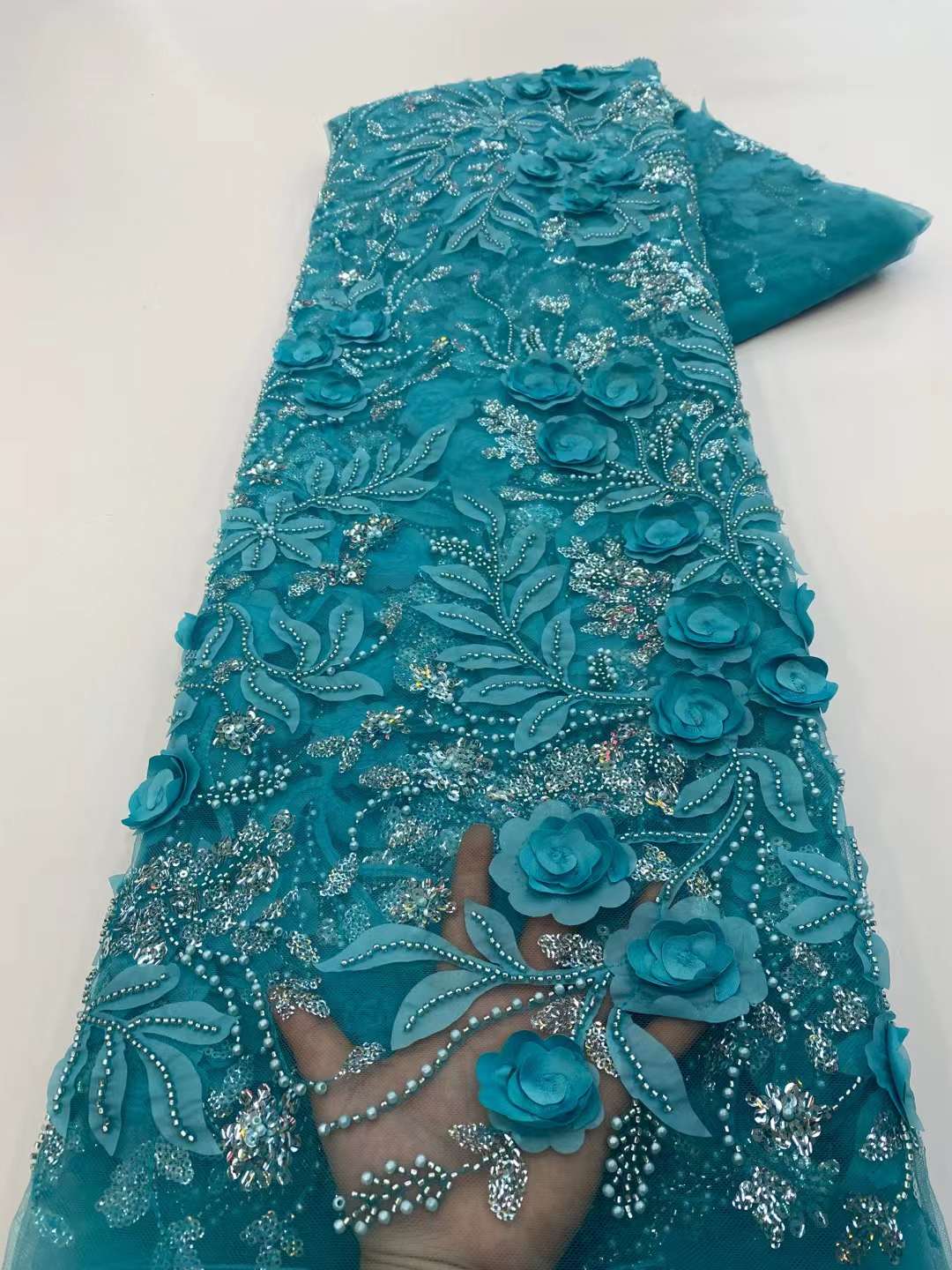 🌸 Flower Garden Fairy French Lace – 5 Yards Whimsical Floral Lace Fabric for Dresses & Occasions
Bring fairytale elegance to your wardrobe with this enchanting Flower Garden Fairy French Lace. Designed with intricate floral embroidery and soft pastel tones, this 5-yard luxury lace fabric captures the beauty of a blooming garden. Ideal for bridal gowns, asoebi styles, reception dresses, or whimsical couture looks.

The delicate texture and breathable mesh base make it easy to drape, sew, and style for both 