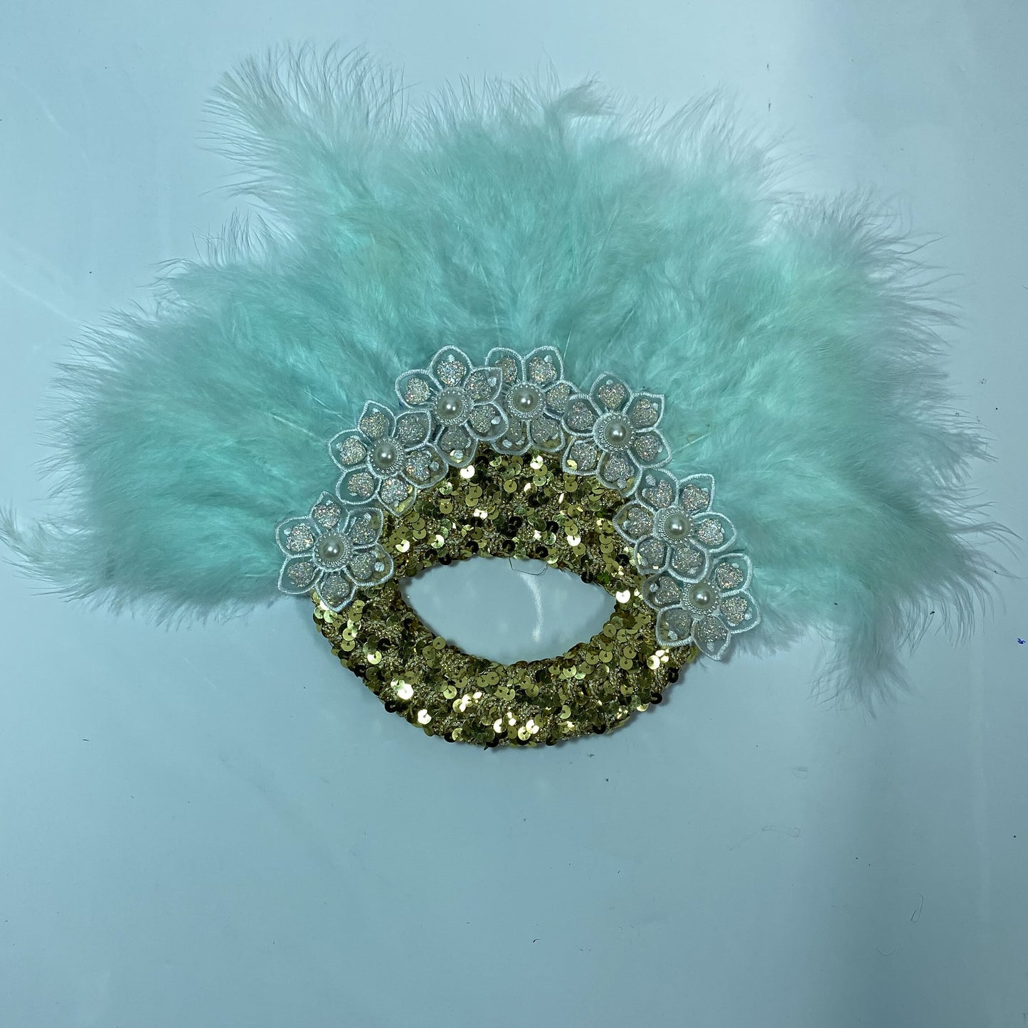 Turkey Feather Fan With Sequins
