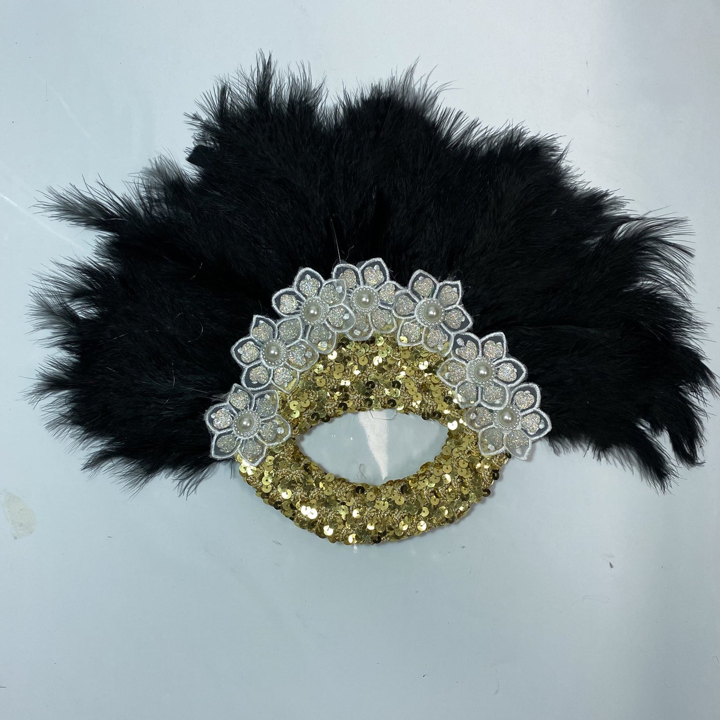 Turkey Feather Fan With Sequins