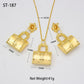 Dubai Gold Plated Jewelry Set Bag Pattern Drop Earrings Necklace Pendant Sets