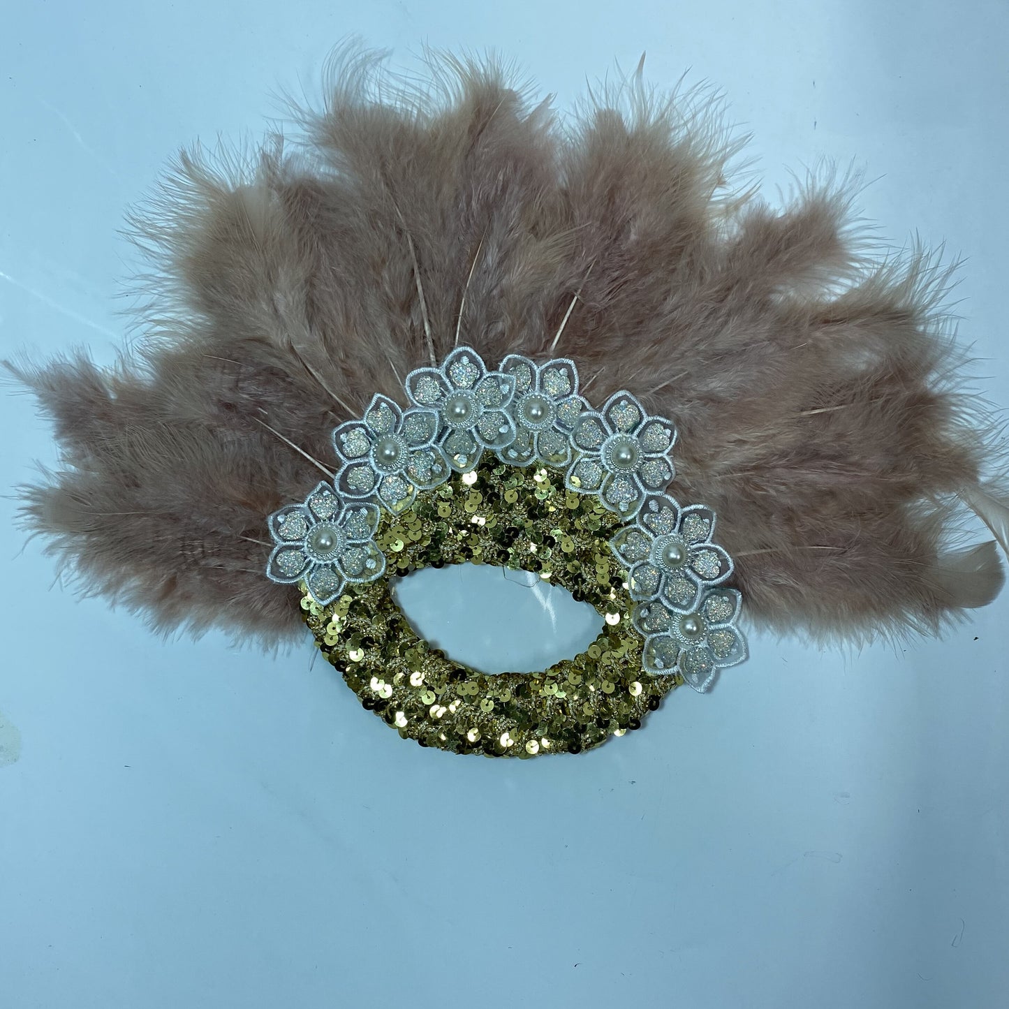 Turkey Feather Fan With Sequins