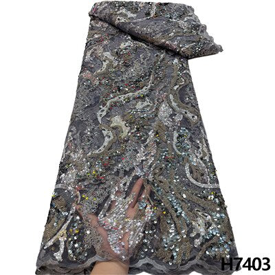 Latest African Lace Fabric Sequins Glitter Tulle Lace Fabric High Quality 2022 Asoebi Lace Fabric Embroidered Lace 5 yards Dress