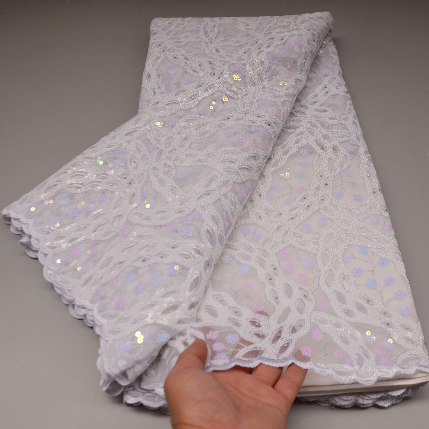 5 Yards Organza Sequins Lace Fabric Mesh Lace Fabric French