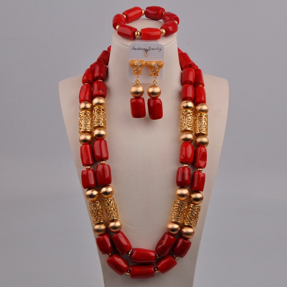 White Original Coral Necklace Nigerian Wedding Bridal African Beads Jewelry Set