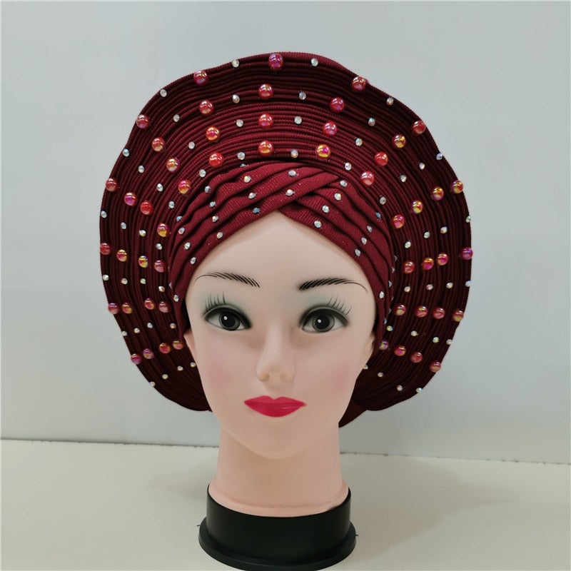 Breathable Sego Beaded Gele
