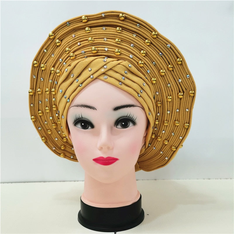 Breathable Sego Beaded Gele