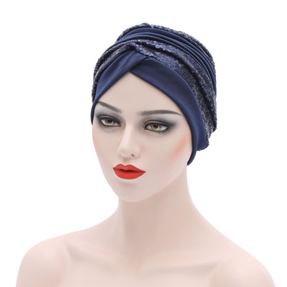 Sequin Pleated Turban Headtie