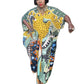 Traditional Print Holiday V-Neck Long Kaftan