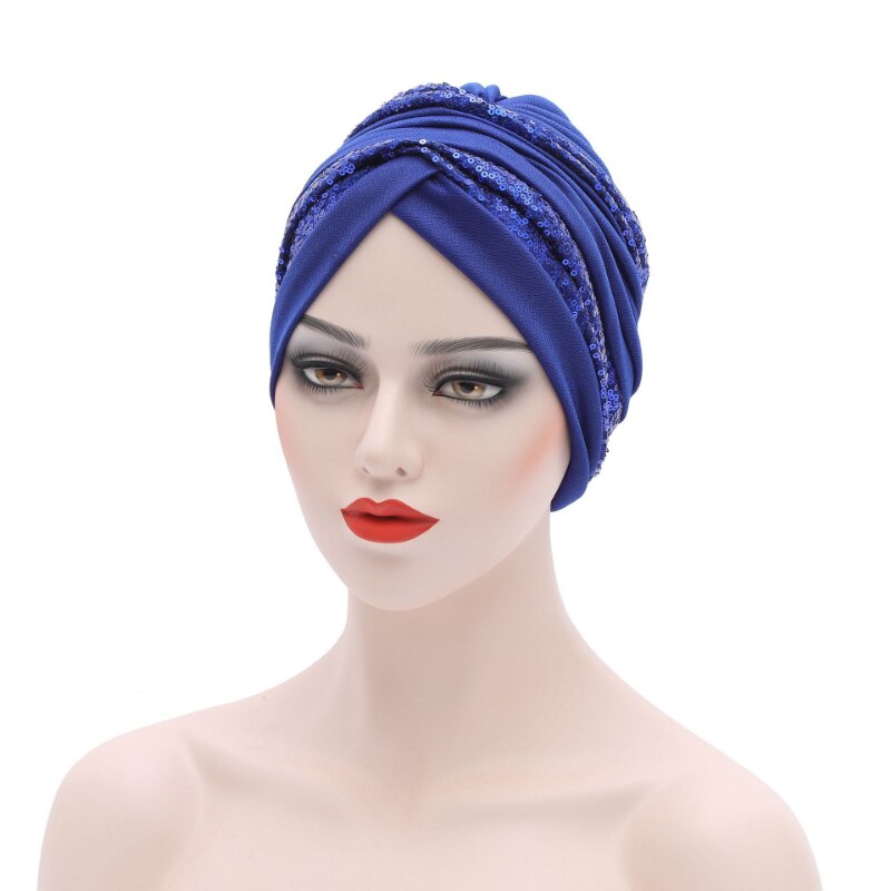 Sequin Pleated Turban Headtie