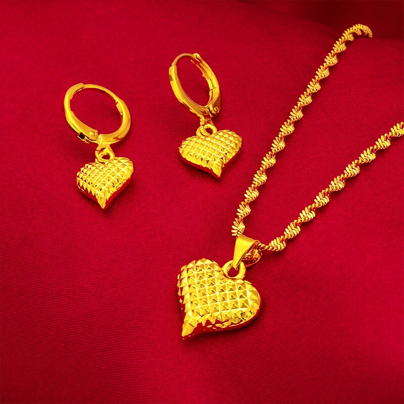 Dubai Gold Color Necklace and Earring Sets