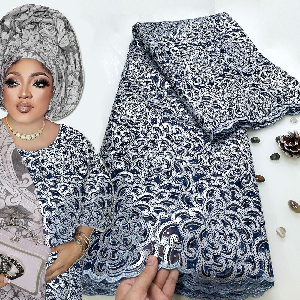 Luxury Sequence Handcut Fabric 5 Yards Sequin Embroidery