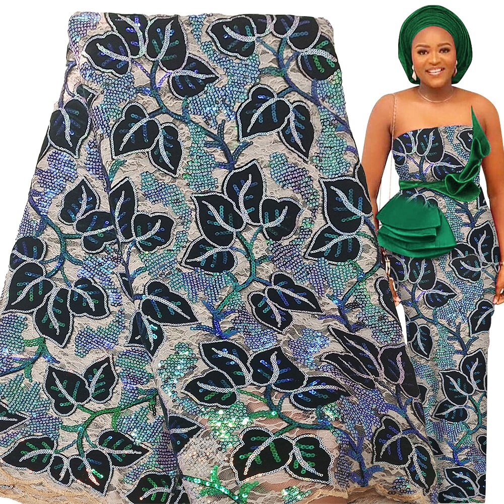 5 Yards Sequin Velvet Embroidery French Tulle