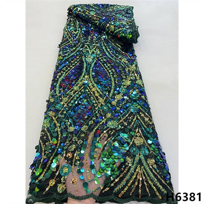Latest African Lace Fabric Sequins Glitter Tulle Lace Fabric High Quality 2022 Asoebi Lace Fabric Embroidered Lace 5 yards Dress