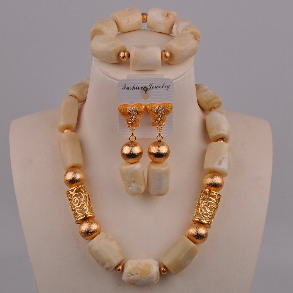White Original Coral Necklace Nigerian Wedding Bridal African Beads Jewelry Set