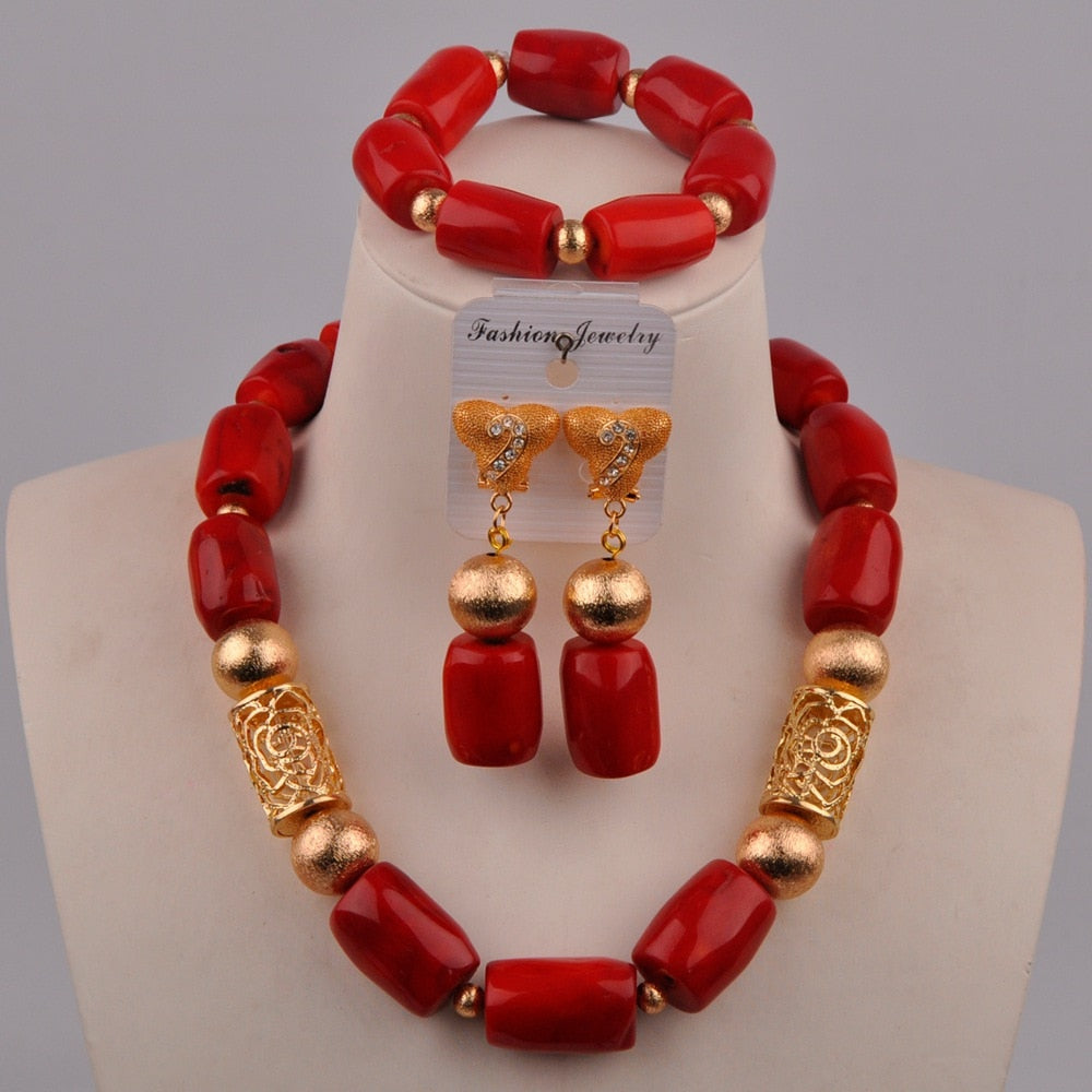 White Original Coral Necklace Nigerian Wedding Bridal African Beads Jewelry Set