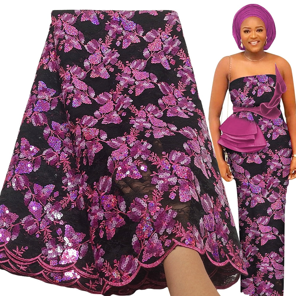 Luxury Sequence Lace Fabric 5 Yards French Tulle