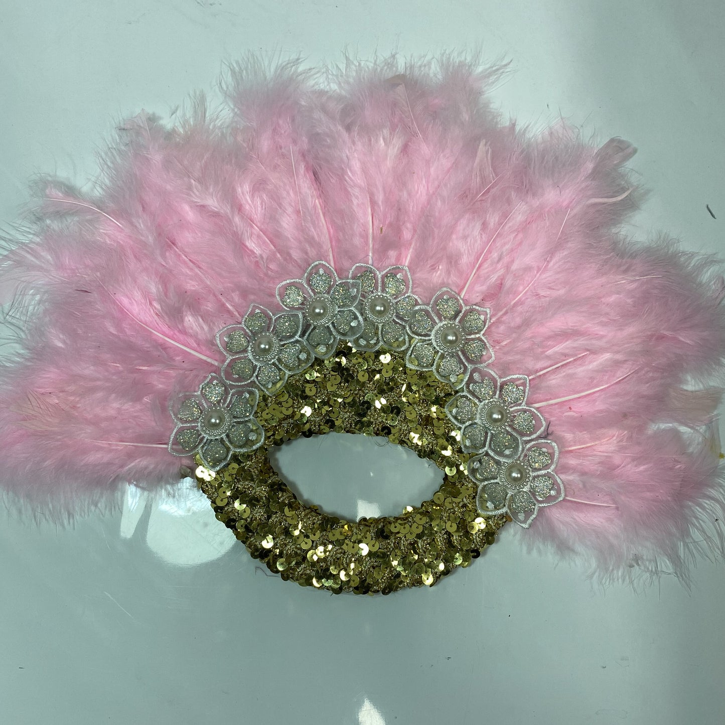Turkey Feather Fan With Sequins