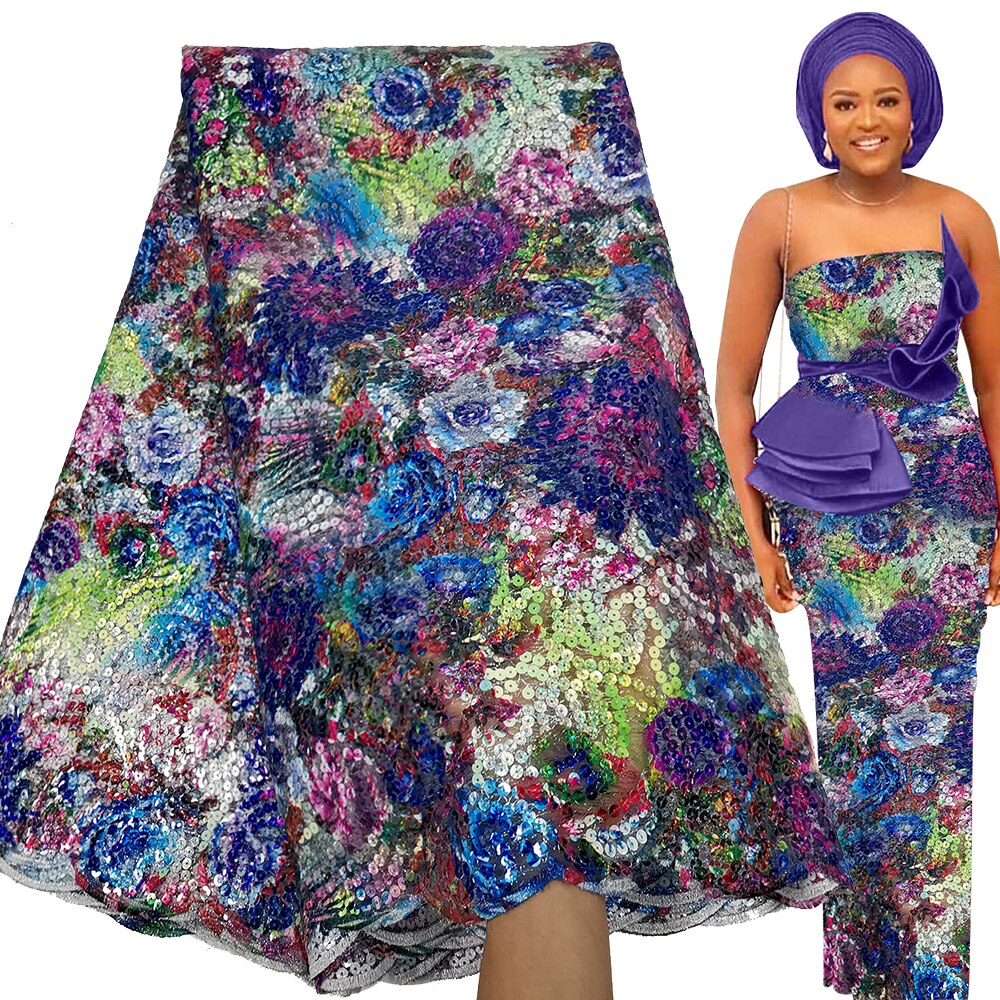 Luxury Sequence Lace Fabric 5 Yards French Tulle