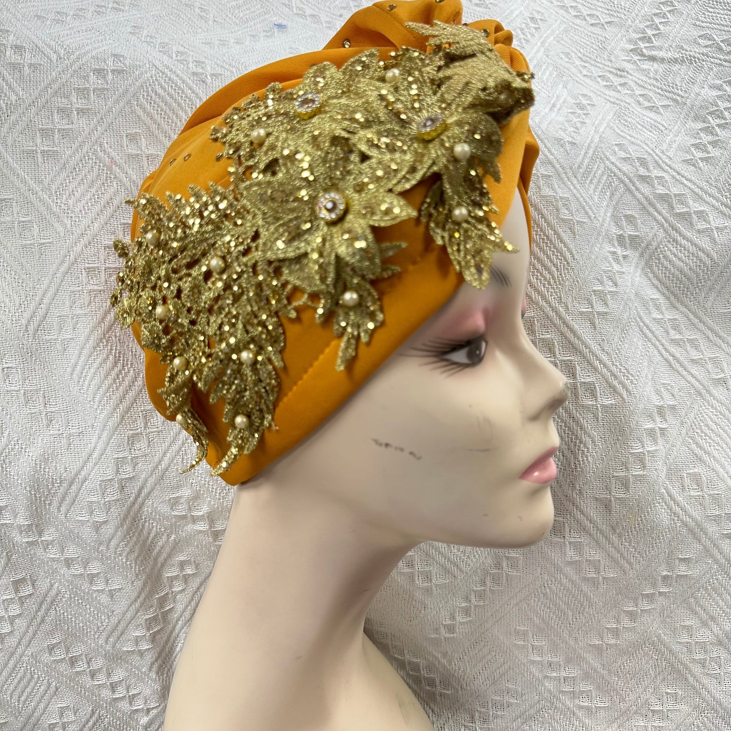 Double Bow Turban Cap With Sequins